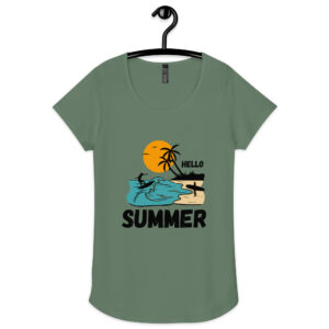 hello summer premium quality women’s sage round neck tee