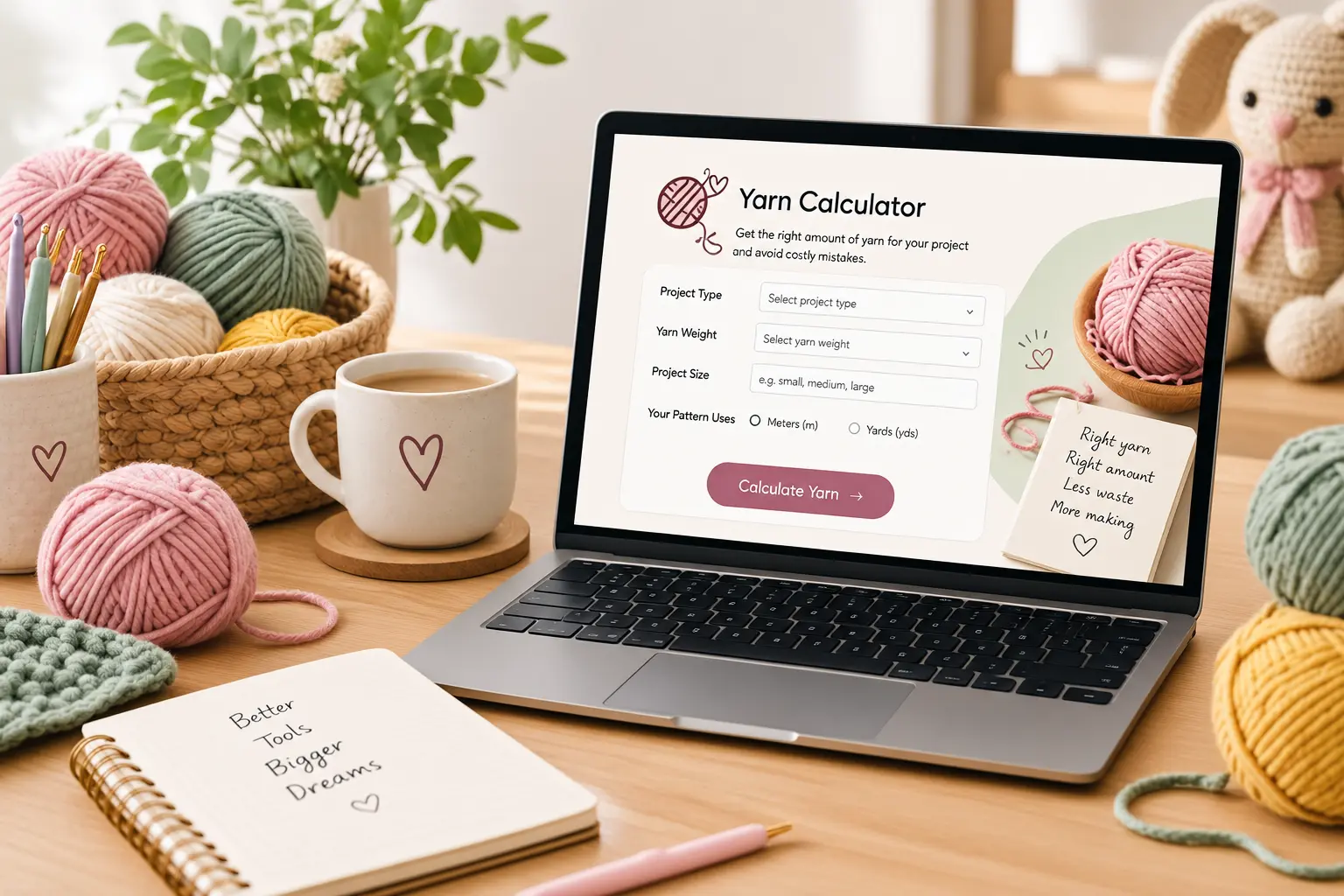 Crohet Yarn Calculator variatee web tool