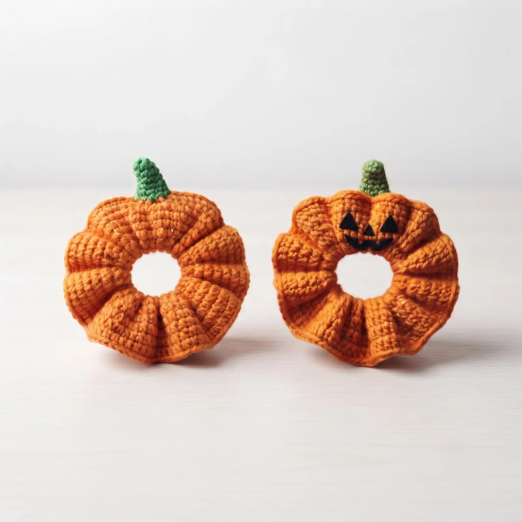 crochet pumpkin scrunchie