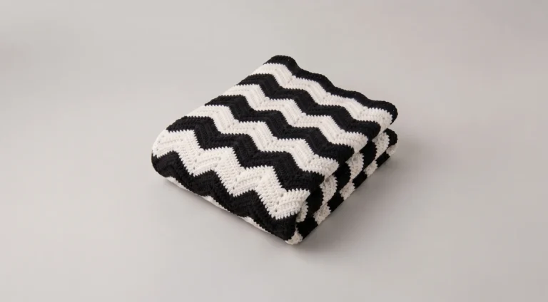 Black and white chevron crochet throw blanket
