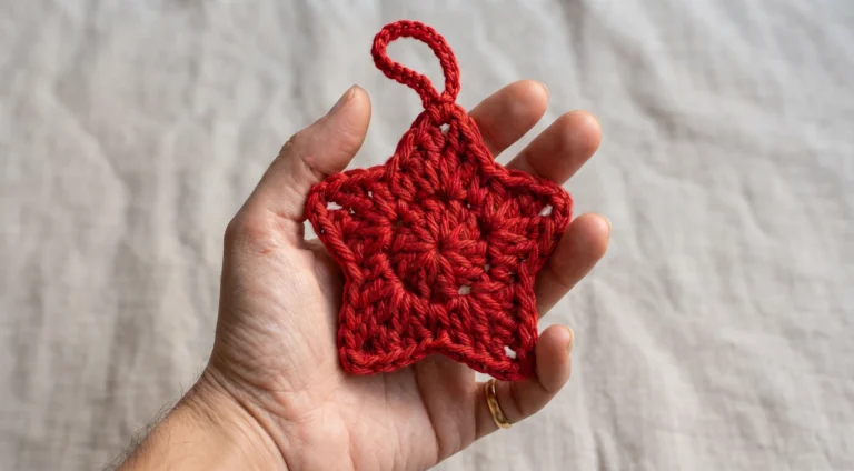 Crochet star ornament with five pointed arms