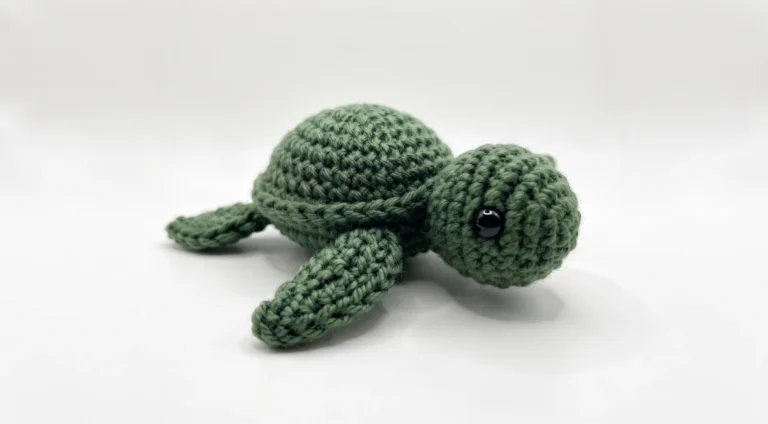 Tiny crochet sea turtle amigurumi with four flippers