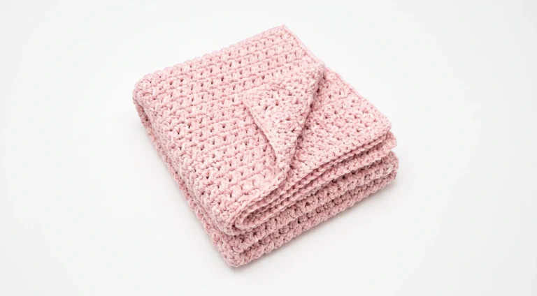 Chunky beginner crochet blanket with soft textured stitch