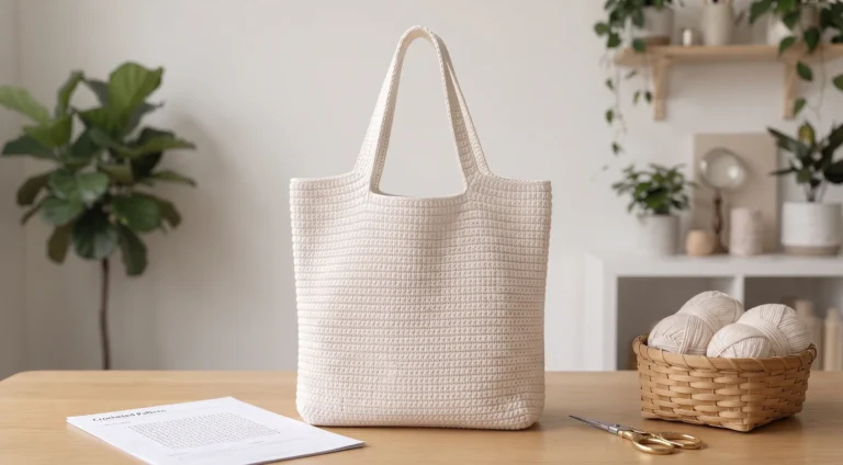 Easy single crochet tote bag with built in straps