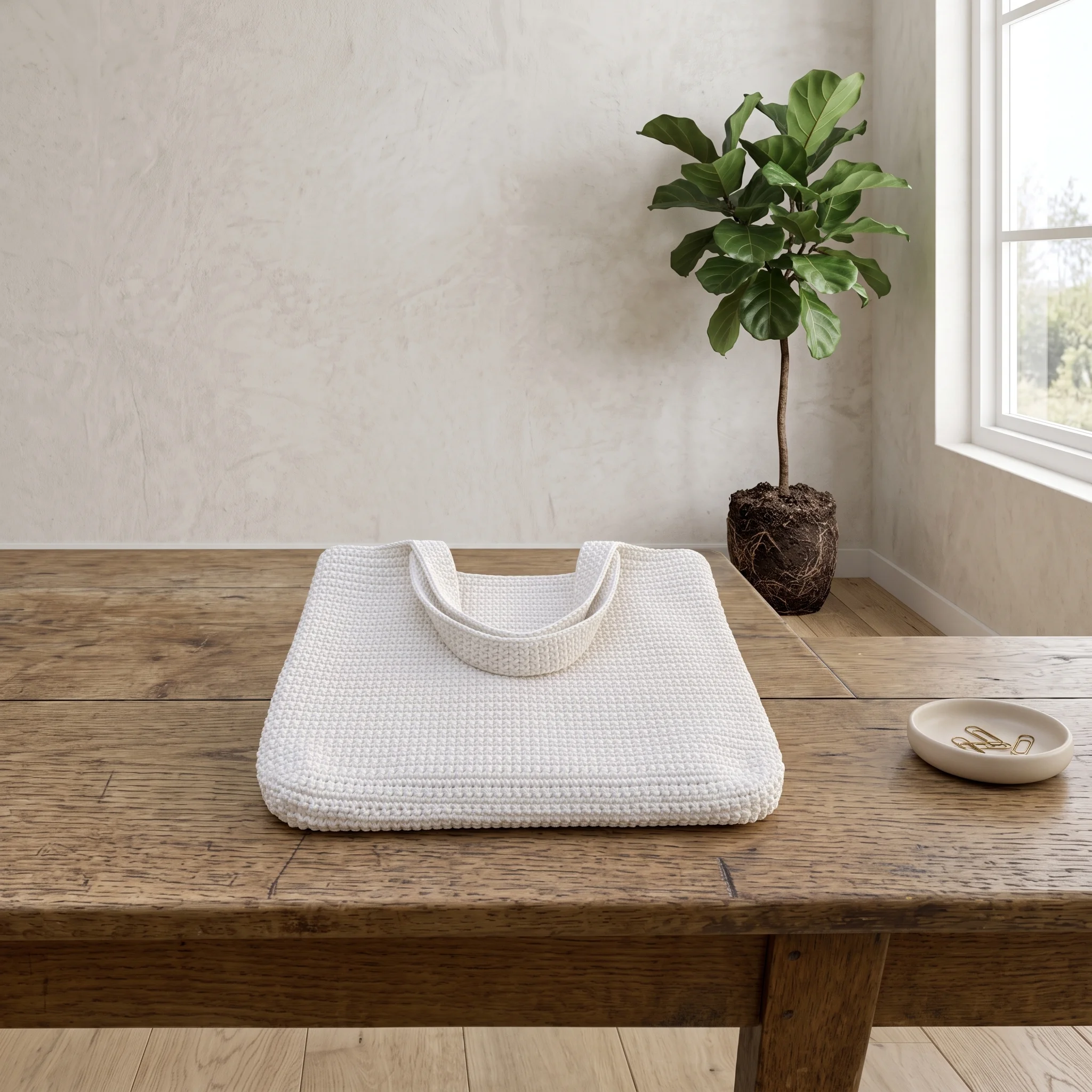 No sew crochet tote bag in cotton yarn